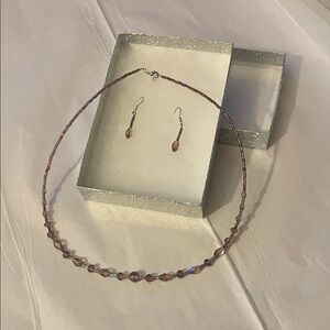 Handcrafted Pink Glass Bead Necklace and Earrings Set handmade new